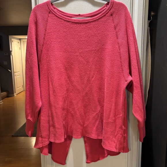 Free People We The Free Amelia Coral Long Sleeve Top High Low 100% cotton size M - Picture 4 of 11